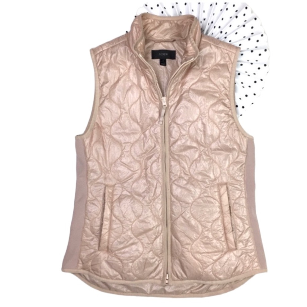 J Crew Shimmery Pink Puffer Vest